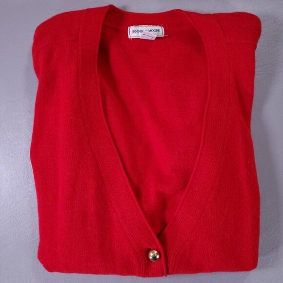 Jennifer Moore Cardigan Sweater Angora Rabbit Hair Lambswool Womens Small Red - Picture 2 of 9
